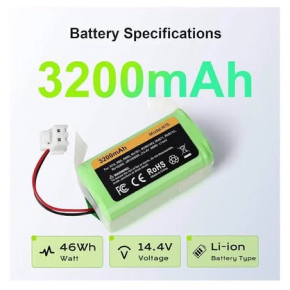 Replacement RVBAT850 Battery (3200mAh, 2-Prong Connector)